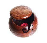 INIFLM Bol en bois pour fil à tricoter avec trous de rangement fait main pour éviter de glisser, bol portable pour fil à tricoter, pour crochet et tricoter, cadeau de fête des mères