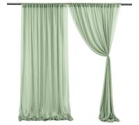 INIFLM Lot de 2 rideaux semi-transparents en mousseline de soie vert sauge pour décoration de réception, 1,5 x 3 m