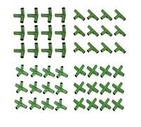 INIFLM Lot de 48 connecteurs de cadre de jardinage de 11 mm, 4 types de connecteurs en plastique pour cadre de serre, raccords de joints de tuyaux verts pour support de plantes