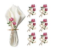 INIFLM Lot de 6 Ronds de Serviette en Forme de Rose, Porte-Anneaux de Serviette pour la Saint-Valentin, Supports pour Table à Manger, Décoration en Métal, Ensemble de Ronds de Serviette pour la(#1)