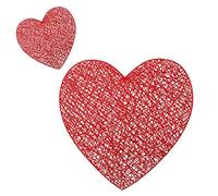 INIFLM Lot de 6 sets de table et dessous de verre assortis en forme de cœur - Antidérapants et lavables - Décoration de table de Saint-Valentin pour anniversaire de mariage