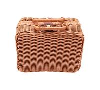 INIFLM Petite valise en osier tressé de 26 x 17 x 11 cm avec couvercles, panier cadeau de mariage ou support de maquillage