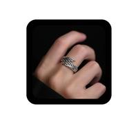 Inilbran Bague Boho Aile D'ange Bague Ouverte Plume D'ange Vintage Bague Ange Gardien Argent Bague Aile Réglable Bague Empilable Bijoux Pour Femmes