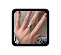 Inilbran Bague De Coeur Boho Bague De Coeur Chunky Bague De Déclaration Ajustable Bagues De Coeurs Épais Bague De Signet De Coeurs D'amour Pour Femmes(argent)