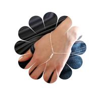 Inilbran Boho Perle Doigt Anneau Bracelets Bracelet D'esclave Argent Bracelet Vintage Anneau De Perle Bracelet De Mariage Perle Main Bracelet De Chaîne Pour Les Femmes Et Les Filles