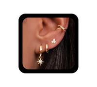 Inilbran Boucles D'oreilles Boho Cristal Étoile Du Nord Boucles D'oreilles Strass Étoile Du Nord Boucles D'oreilles Cartilage Boucles D'oreilles Bling Cz Étoiles Pendantes Bijoux Pour Femme Et Fille