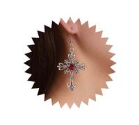 Inilbran Boucles D'oreilles Croix Boho Boucles D'oreilles Croix Rubis Boucles D'oreilles Gothique Croix En Cristal Boucles D'oreilles Religieuses Boucles D'oreilles Crucifix En Cristal Argent