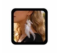 Inilbran Boucles D'oreilles Exagérées En Plumes Vintage Tribu Longues Boucles D'oreilles En Plume Blanche Boucles D'oreilles En Plume Légère Boucles D'oreilles Hippie Bijoux Pour Femmes