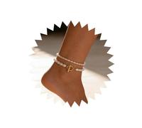 Inilbran Bracelet de cheville en perle blanche vintage T Bar Bracelet de cheville en perle baroque bijoux de pied en chaîne pour femmes et