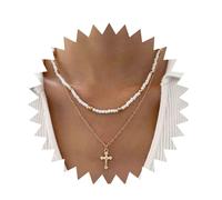 Inilbran Collier Boho Avec Pendentif En Forme De Croix Collier Avec Pendentif En Forme De Croix Collier En Perles De Rocaille Collier En Perles De Riz Blanc Bijoux Pour Femmes Et Filles