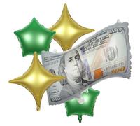 iNINGER Décorations de billets de 100 dollars/ballons gonflables/décorations de fête sur le thème du casino, accessoire de photomaton pour fête de piscine, anniversaire, casino, mariage, enterrement
