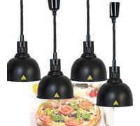 ININOSNP Chauffage Rapide Lot de 4 Lampes chauffantes for Aliments avec Cordon à Ressort rétractable de 60 à 180 cm(Black,25cm)