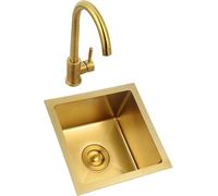 ININOSNP Encastrable Évier de Cuisine en Acier Inoxydable doré avec Une Seule cuve et Un Ensemble Complet d'accessoires(55x40x21cm)