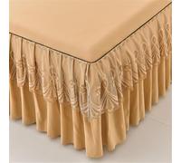 ININOSNP Ourlet Infroissable Ensemble Cache-sommier et draps de Couleur Unie Ensemble Cache-sommier et draps à Finitions en Dentelle Ensemble de draps à Volants(Khaki Color,150x200cm)