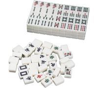 ININOSNP Pack de Jeux Mahjong Classique, Jeu de Mahjong Chinois avec 144 tuiles gravées, Divertissement de Voyage Portable Mahjong