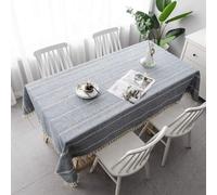 ININOSNP Protection de Table Nappe Creuse brodée Jacquard rayée, rectangulaire, en Coton et Lin, Couverture de Table à Manger, décor(140 * 220cm)