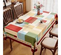 ININOSNP Protection de Table Nappe rectangulaire à Rayures colorées, idéale for Les Garden-Parties en Plein air(Rosso,120x120cm)