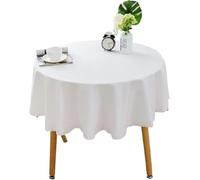 ININOSNP Protection de Table Nappe Ronde - 1 pièce en Coton et Lin avec Dentelle, idéale for décorer Une Table Basse ou Un Coin Repas.(120cm)