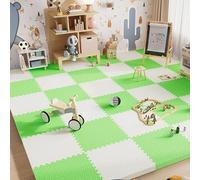 ININOSNP Tapis pour bébés Tapis de Jeu Puzzle 16 tuiles Tapis en Mousse emboîtable carré, Carreaux de Sol en Mousse(White+Green)