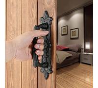 INIRET Lot de 2 poignées de porte de grange robustes de 22,6 cm en fonte noire rustique vintage pour portail, clôture, garage, placard, tiroir, armoire