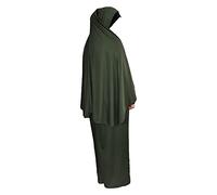 Inissia Ensemble de 2 pièces pour la prière foulard Khimar et jupe en lycra extensible pour usage quotidien/maison/travail/voyage/hajj/umrah/mosquée/madrassa Taille unique - Vert - Taille Unique
