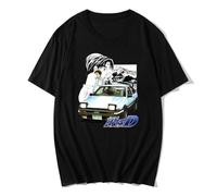 Initial D T-Shirts Takumi Fujiwara Vintage Tshirts Y2K ClothesTops Streetwear Men Clothing Shirt 100% Cotton Black L