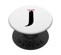 Initial J Letter Name Coquette Monogram with Pink Bow PopSockets PopGrip Adhésif