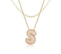 Initial s for Women, Balloon Bubble Letter, Plated Dainty Personalized Puffy Name s