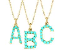 Initial Turquoise Naturel AZ 26 Lettres S925 Bijoux de Collier d'alphabet élégant