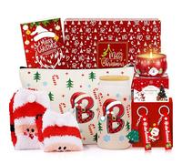 Initiale de Noël B - Idées de cadeaux de Noël pour femme - Paniers cadeaux de Noël uniques pour fille, petite-fille, maman, grand-mère, épouse, sœur, enseignants, décorations de Noël pour femme B