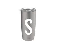 Initiale du monogramme lettre S Gobelet isotherme en acier inoxydable double paroi