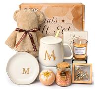 Initiale M Coffret Cadeau Femme, Cadeau Personnalisé avec Mug Bougie Parfumées Collier Femme, Cadeaux Femme Original Utile, Idee Cadeaux Femme Anniversaire, Cadeau pour Maman Soeur Meilleure Amie