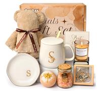 Initiale S Coffret Cadeau Femme, Cadeau Personnalisé avec Mug Bougie Parfumées Collier Femme, Cadeau Femme Original Utile, Idee Cadeau Femme Anniversaire, Cadeau pour Maman Soeur Meilleure Amie