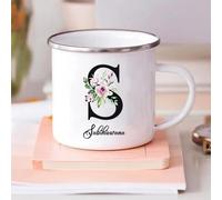 Initiale Tasse Personnalisée, Tasses En Émail Avec Lettre, Cadeau Pour Femme, Maman, Amie Pour Anniversaire, Fête Des Mères