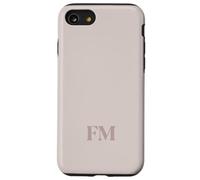 Initiales FM Nom Monogramme F M Lettre Lite Beige Ivoire Tough Coque pour iPhone SE (2020) / 7 / 8