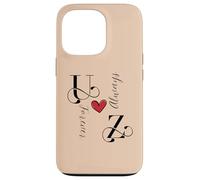 Initiales U & Z pour couple, mariage, anniversaire, Mr & Mrs Coque pour iPhone 13 Pro