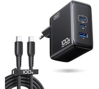 INIU Chargeur USB C 100W avec Cable, Gan Ⅲ QC 3.0 Chargeur Rapide et Compact, 3 Ports Prise Type C Adaptateur pour Voyage pour MacBook iPad Pro Air, iPhone 16 15 14 Pro Max, Samsung S24 S23 Ultra etc
