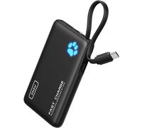 INIU Batterie Externe, 20W PD 10000mAh Power Bank avec USB C Câbles Intégrés, Batterie Portable USB C in&Out PD3.0 QC4.0 Charge Rapide Powerbank pour iPhone 16 15 14 13 12 Pro Max Mini Samsung etc