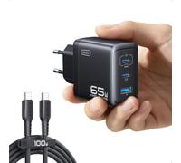 INIU 65W Chargeur USB C, 3-Port Chargeur Charge Rapide avec 1.5m USBC Câble | Protection Avancée, Prise Multiple, Technologie GaN, pour MacBook Neo, iPad Air, iPhone 18 17 16 15 Pro Max, Samsung S26 S25