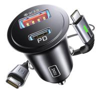 INIU Allume Cigare USB C, 2 Ports 60W Charge Rapide Chargeur Voiture avec [1m] 100W Câble QC 4.0 Type C, Prise Allume Cigare 12V pour iPhone 16 15 14 13 Pro Max Mini Plus Samsung S25 Huawei AirPods