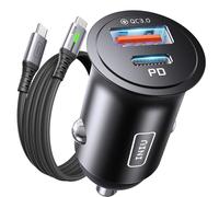 INIU Allume Cigare USB C, 2 Ports 60W Charge Rapide Chargeur Voiture avec [1m] 100W Câble QC 4.0 Type C, Prise Allume Cigare 12V pour iPhone 16 15 14 13 Pro Max Mini Plus Samsung S25 Huawei AirPods