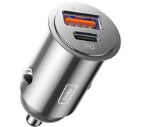 INIU Allume Cigare USB C 60W, Chargeur Voiture Charge Rapide 2 Ports, Argent