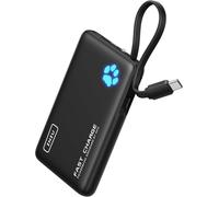 INIU Banque d'alimentation, plus petite et plus légère 10 000 mAh 20 W, charge rapide avec câble USB C et lampe de poche, chargeur portable, batterie de voyage Powerbank pour iPhone 17 16, tablette
