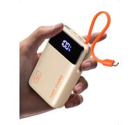 INIU Batterie Externe, Petit 20000mAh 45W Charge Rapide Travel Power Bank | Avec USB C Câbles Intégrés, Autorisé en Avion, Essentiels de Voyage, Portable pour iPhone 18 17 16, Samsung, Xiaomi, Beige