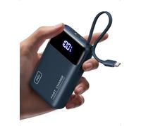 INIU Batterie Externe, Petit 20000mAh 45W Charge Rapide Travel Power Bank | Avec USB C Câbles Intégrés, Autorisé en Avion, Essentiels de Voyage, Portable pour iPhone 18 17 16, Samsung, Xiaomi etc, Bleu