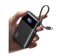 INIU Batterie Externe, Petit 20000mAh 45W Charge Rapide Voyage Power Bank | Avec USB C Câbles Intégrés, Autorisé en Avion, Essentiels de Voyage, Portable pour iPhone 18 17 16, Samsung, Xiaomi etc