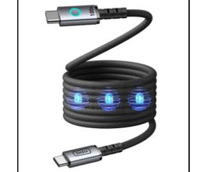 INIU C21-P1 Câble USB-C vers USB-C Noir - Connecteurs Mâle Droit, Blindage Magnétique, Support Charge Rapide jusqu'à 100W