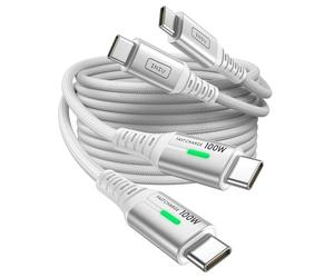 INIU Câble de charge rapide C vers C, lot de 2 [1 m, blanc] câble de charge de type C pour iPhone 17 16 15 Pro Max Samsung S25 S24 Ultra Google Pixel 9 Pro ordinateurs portables MacBook iPad Air