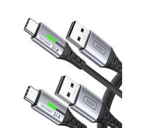 INIU Câble USB C [1 m + 1 m] type C 3,1 A pour téléphone portable - Câble de charge rapide USB vers USB C - Câble de charge long en nylon USB-C - Pour iPhone 17 16 Pro Max Samsung Galaxy S25 S24