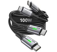 INIU Cable USB C, [1m+1m]100W 5A PD QC4 Câble usb c vers usb c Charge Rapide, Chargeur Type C de Données en Nylon Tressé pour MacBook iPad Pro Air iPhone 15 Samsung Galaxy S21 Huawei Plus Nintendo.